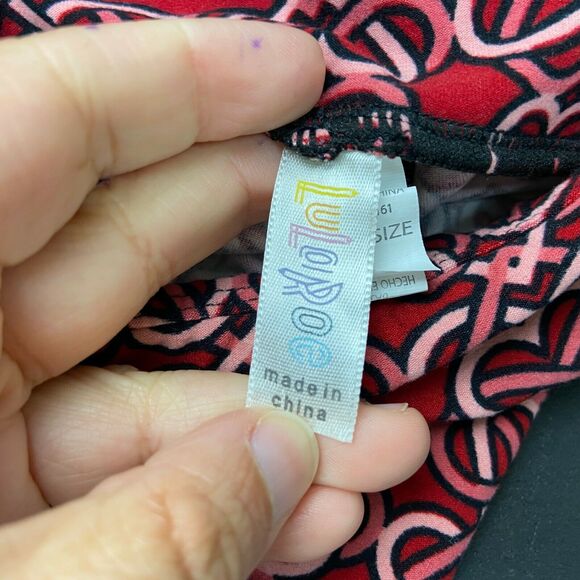 Lularoe One Size Womens Unicorn Red Pink Heart Valentine Leggings - Picture 4 of 5